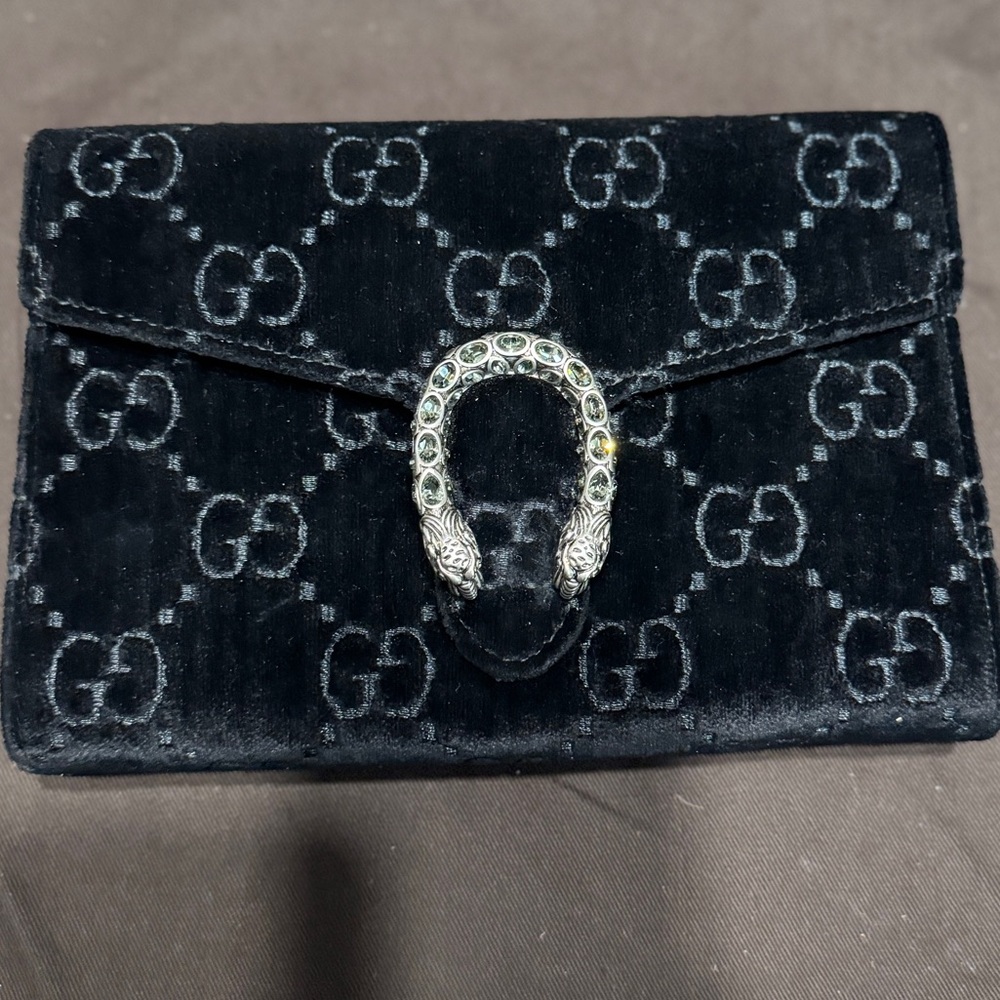 Gucci Black Velvet GG Clutch